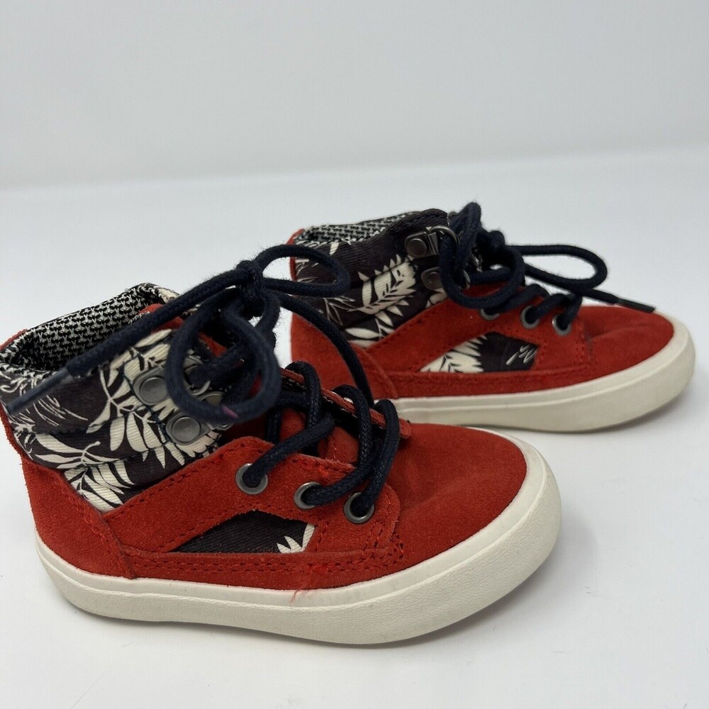 Zara Red Suede Floral Fabric HighTops Cool Boots size 5.5 (european 21) Toddler